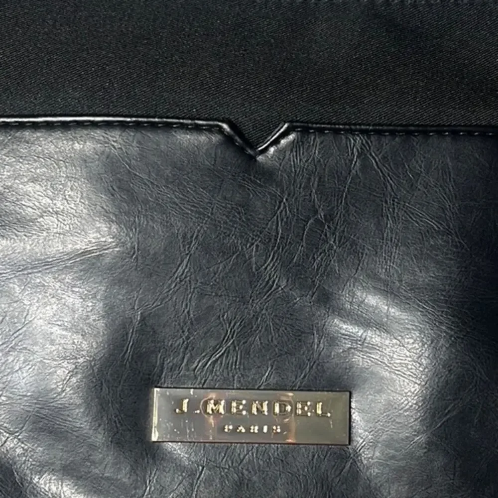 J. Mendel Cosmetic Clutch Bag black faux leather gold zipper